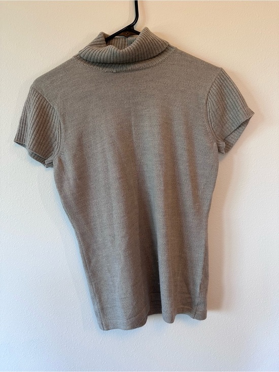 Doncaster Tops - Gray Short-Sleeve Turtleneck Women's Top with Matching cardigan